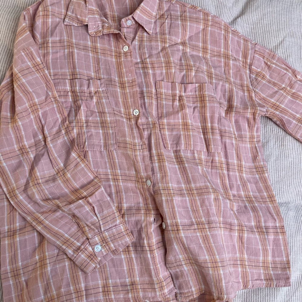 Pink plaid summer flannel